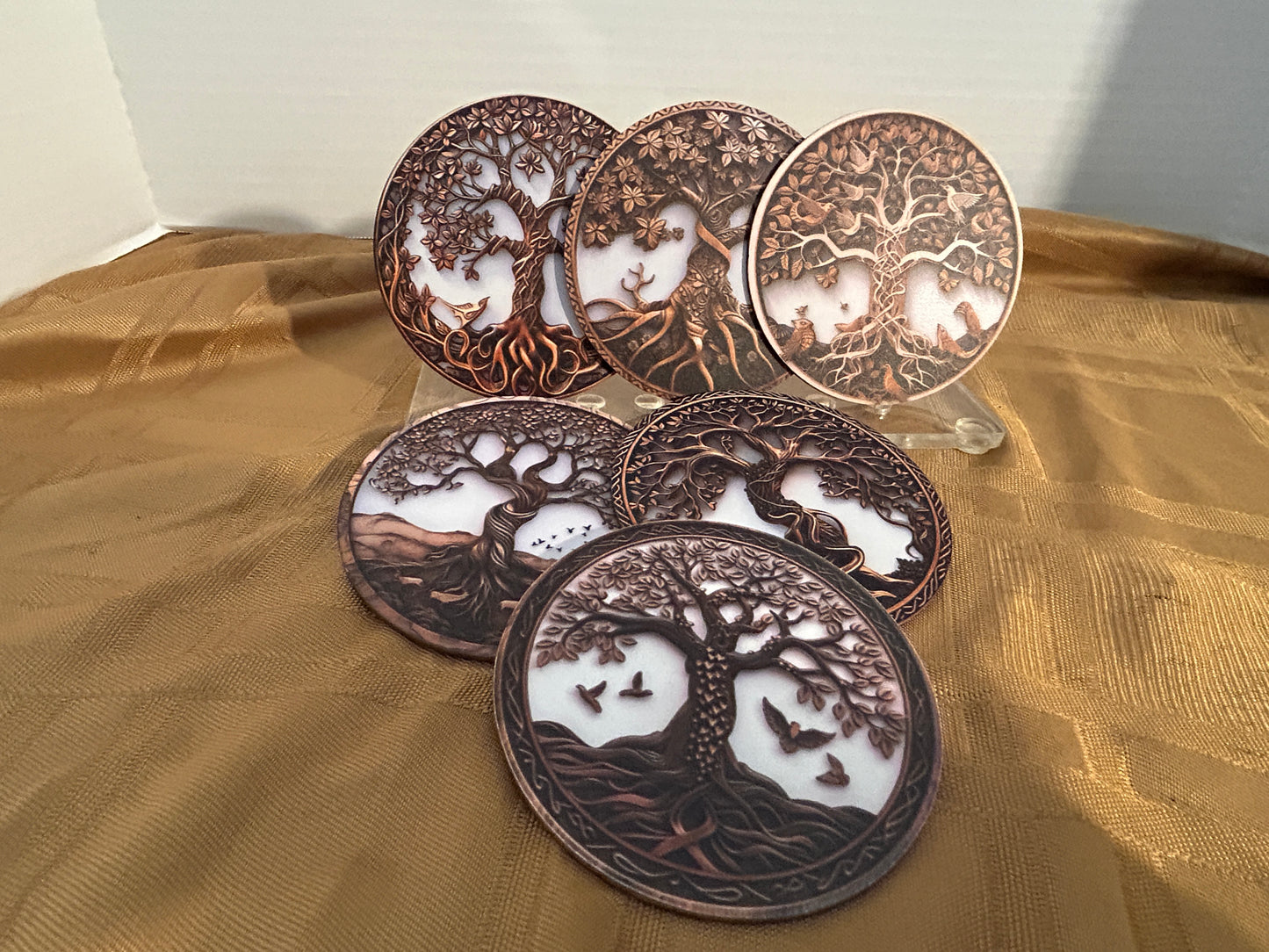 Make a bold statement with these premium coasters (6 pack)..
Mimics carved copper and bronze.

High definition image. Vibrant fade resistant colors. 
