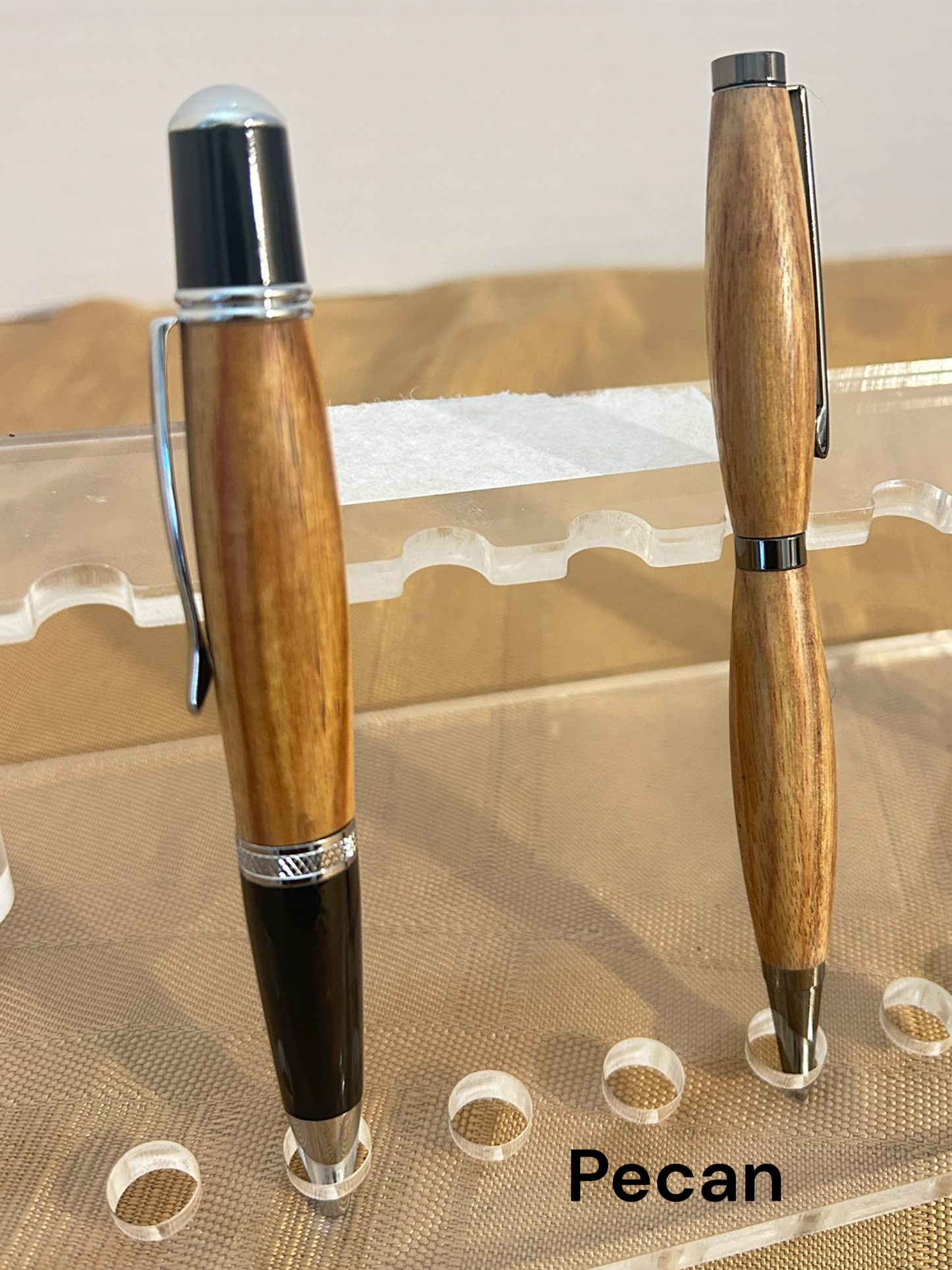 Custom crafted pens - pecan wood