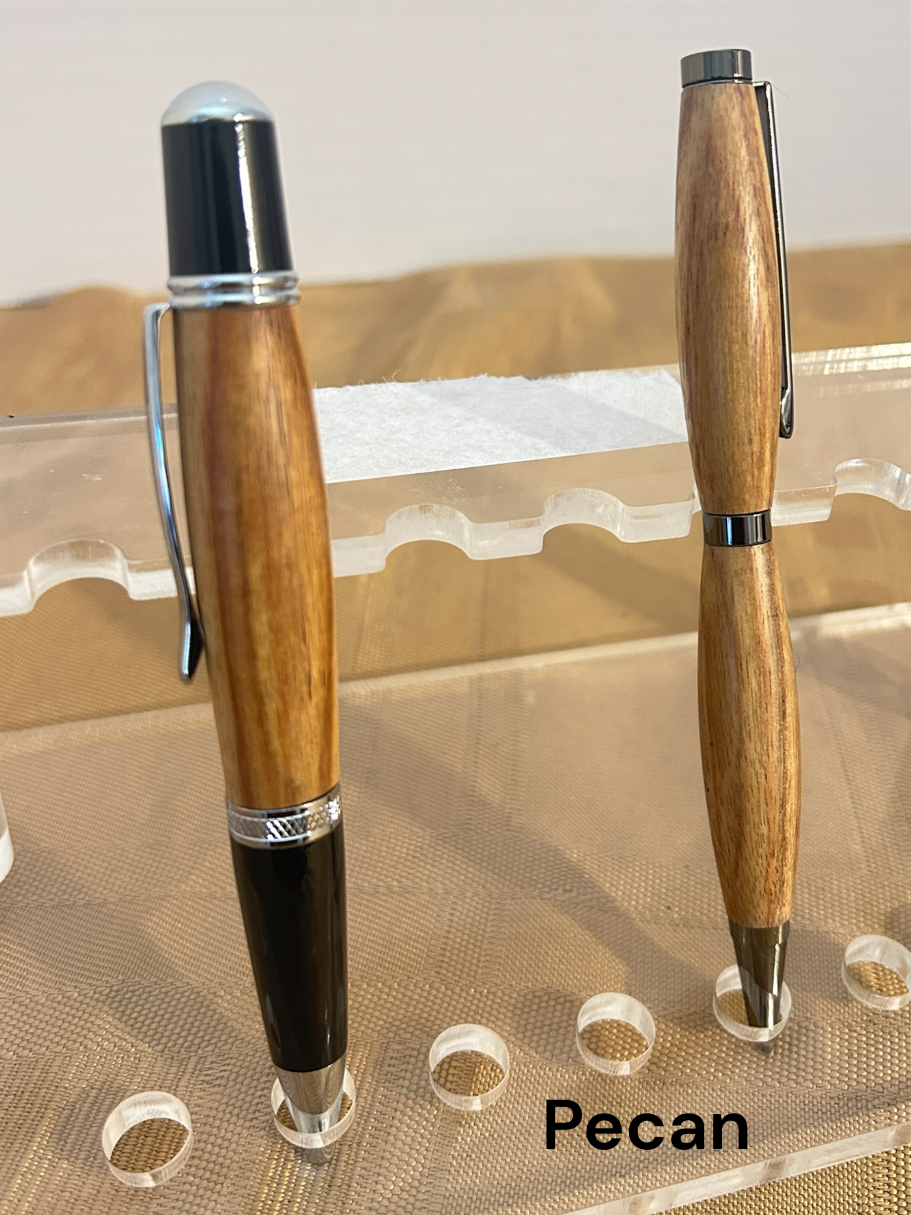 Custom crafted pens - pecan wood